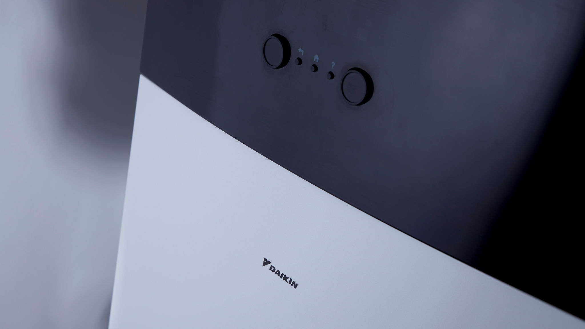 Front view of Daikin Altherma 3 R MT F outdoor unit, an air-to-water, mid-temperature heat pump, optimised for boiler replacement